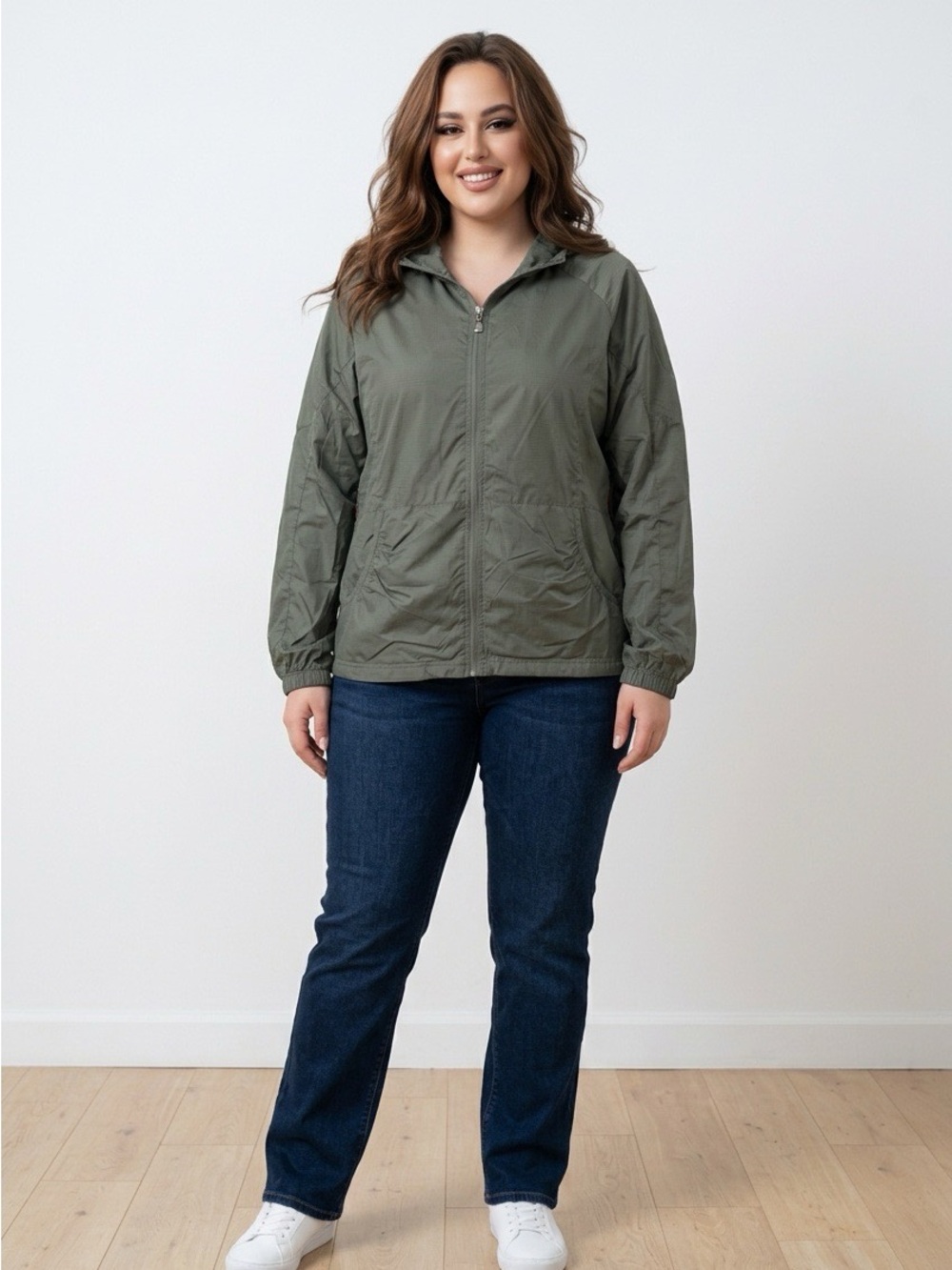 Hannah Olive Green Hooded Wind Jacket